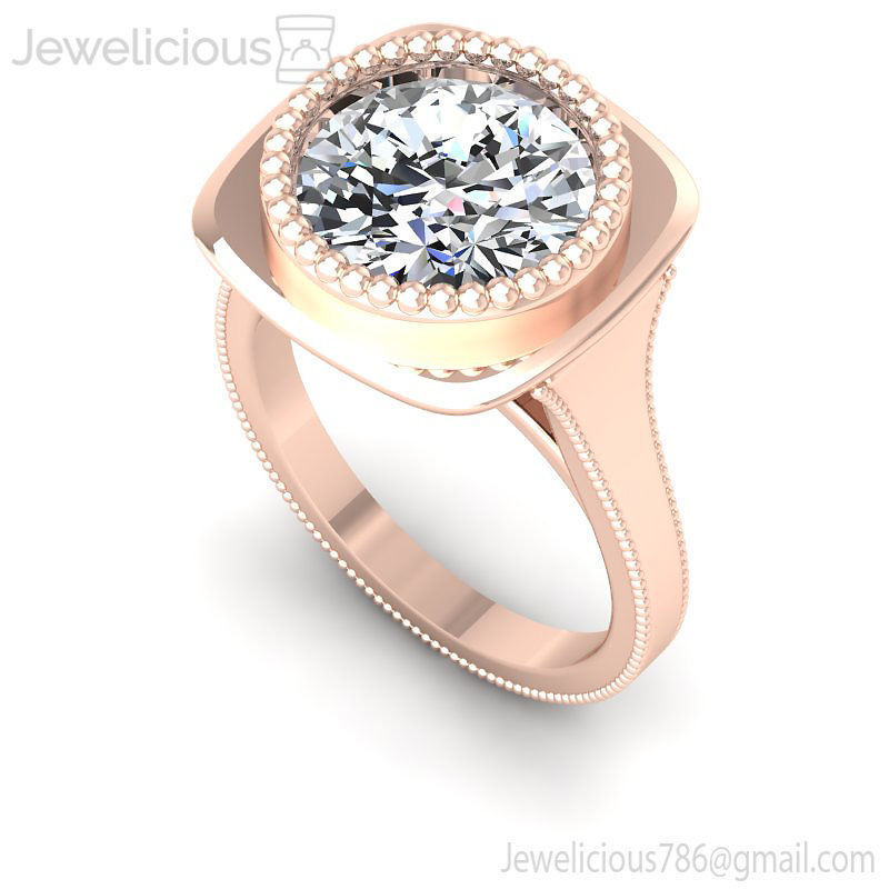 jewelicious 2067 ring engagement bague coussin couper diamant bijou mariage gemme bijoux imprimable argent or mode sterling beauté brillant goujat carat anneaux 3D print model - Mito3D