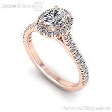 jewelicious-2088-ring diamond halo engagement ring in rose gold jewel gem wedding jewellery printable silver fashion beauty brilliant cad carat jewelry rings 3d print model - Mito3D