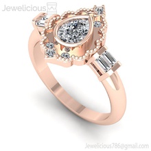 jewelicious-2097-ring rose gold engagement ring diamonds baguettes jewel gem wedding jewellery diamond printable silver fashion beauty brilliant cad carat jewelry earrings 3d print model - Mito3D