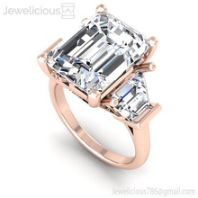 jewelicious-2123-ring emerald cut diamond ring in rose gold jewel gem engagement wedding printable silver fashion beauty brilliant cad carat rings jewelry 3d print model - Mito3D