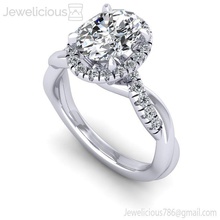 jewelicious 2132 ring ovale diamant halo engagement bague bijou gemme mariage bijoux imprimable argent or mode beauté brillant goujat carat anneaux 3d print model - Mito3D