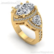 jewelicious 2154 ring birne geformt diamant engagement rose gold juwel platin brillant druckbar silber mode schönheit schmuck cad karat ohrringe 3d print model - Mito3D