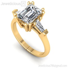 jewelicious-2166-ring emerald cut diamond engagement ring in rose gold jewel gem wedding jewellery printable silver fashion beauty brilliant cad carat jewelry rings 3d print model - Mito3D