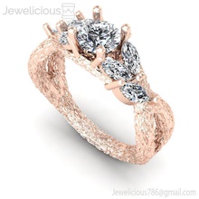 jewelicious 2210 ring rose or engagement bague diamants feuilles bijou gemme mariage bijoux diamant imprimable argent mode beauté brillant goujat carat anneaux 3d print model - Mito3D