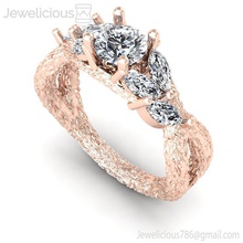 jewelicious 2210 ring rosa ouro noivado anel diamantes folhas jóia gema casamento jóias diamante imprimível prata moda beleza brilhante cafajeste quilate joalheria argolas 3d print model - Mito3D