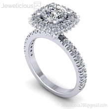 jewelicious 2277 ring halo diamant engagement bague bijou gemme mariage bijoux imprimable argent or mode beauté brillant goujat carat anneaux 3d print model - Mito3D