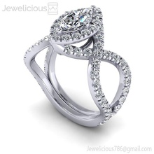 jewelicious 2287 ring rose gold engagement ring einstellen birne geformt diamant juwel hochzeit schmuck druckbar silber mode schönheit brillant cad karat ringe 3d print model - Mito3D