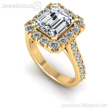 jewelicious 901 ring esmeralda cortar diamante noivado anel ouro joalheria gema precioso luxo jóia imprimível prata brilhando quilate platina esterlina brilhante moda beleza argolas 3d print model - Mito3D