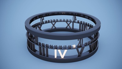 gioielleria clock ring squillare anello d'oro orologio ringclock clockring render 3d 3dmax max cerchio argento d'argento oro nero blackring anelli 3d print model - Mito3D