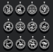 jewellery horoscope signes lite pack 14k 3d gems gold jewel jewelry necklace obj pendant rhino silver stl zbrush zodiac pendants 3d print model - Mito3D