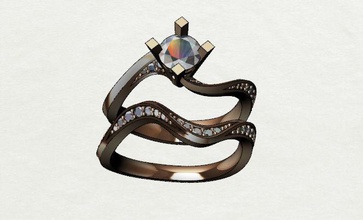 gioielleria squillare oro argento moda stampabile gemma brillante diamante anelli 3d print model - Mito3D