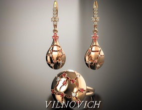 bijoux set jewell la livre sterling de l'anneau d'argent joyau brillant ruby le saphir or diamant vintag ensemble pendentifs 3d print model - Mito3D