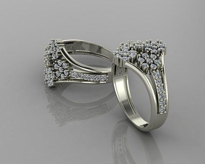 joyería anillo anillos solitaria ajuste bodas plata oro florero decoración antiguo Arte deco nupcial conjunto lindo sencillo uña Esmeralda compromiso joya imprimible dotado 3d print model - Mito3D