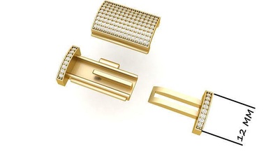 joalheria acessórios 12mm diamante pulseira fechadura caixa braslate jóia jóias braslatelock ouro prata 3dprintable imprimível cnc equipamento joias diamantes fechos fecho 3d print model - Mito3D