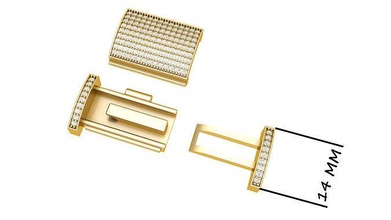 gioielleria Accessori 14 mm diamante braccialetto serratura scatola brasato gioiello braslatelock oro argento 3dprintable stampabile cnc bracelete attrezzature gioielli diamanti 3d print model - Mito3D