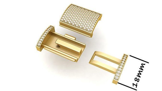 joalheria acessórios 18 mm diamante pulseira fechadura caixa braslate jóia jóias braslatelock ouro prata 3dprintable imprimível cnc equipamento joias diamantes fechos fecho 3d print model - Mito3D