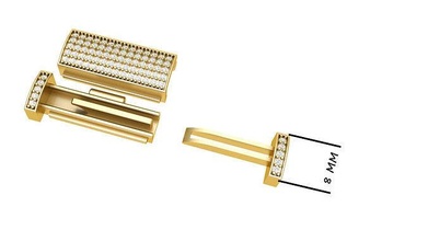 joalheria acessórios 8 mm diamante pulseira fechadura caixa braslate jóia jóias braslatelock ouro prata 3dprintable imprimível cnc equipamento joias diamantes 3d print model - Mito3D