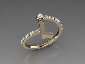 joyería joya alfabeto diamante anillo l oro letras 3dprint moda amante imprimible eurosize belleza lujo letra anillos 3d print model - Mito3D