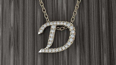 gioielleria alfabeto pendente d collana gioiello oro lettere 3dprint moda gioielliere stampabile diamante cuore bellezza lusso lettera linguaggio font ciondoli 3d print model - Mito3D