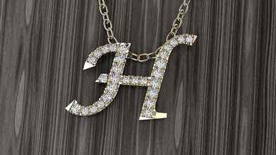 jewelry alphabet pendant h necklace jewel gold letters 3dprint fashionjewelry jewelrylover printable diamond heart fashion beauty luxury letter language font pendants 3d print model - Mito3D