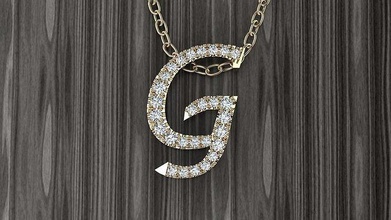 jewelry alphabet pendant g necklace jewel gold letters 3dprint fashionjewelry jewelrylover printable diamond heart fashion beauty luxury letter language font pendants 3d print model - Mito3D
