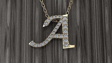 gioielleria alfabeto pendente collana gioiello oro lettere 3dprint squillare moda gioielliere stampabile diamante cuore bellezza lusso lettera linguaggio ciondoli 3d print model - Mito3D