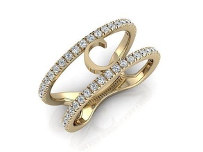 joyería joya alfabeto anillo c oro letras 3dprint moda amante imprimible diamante corazón moda belleza lujo letra anillos 3d print model - Mito3D