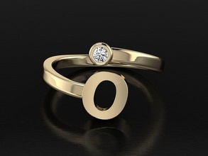 joyería joya alfabeto anillo oro letras 3dprint moda amante imprimible diamante eurosize moda belleza lujo letra anillos 3d print model - Mito3D