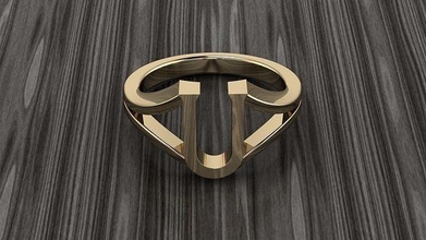 gioielleria alfabeto squillare u lusso oro lettera diamante stampabile moda anelli argento accessori diamanti stile designer gioielli jewelrydesign lettere 3d print model - Mito3D