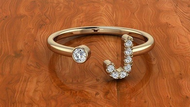 joalheria alfabeto anel j carta luxuoso ouro diamante imprimível moda argolas jóias prata acessórios diamantes estilo designer design joias cartas 3d print model - Mito3D