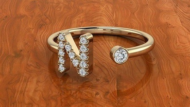 gioielleria alfabeto squillare n lettera lusso oro diamante stampabile moda anelli argento accessori diamanti stile designer gioielli jewelrydesign lettere 3d print model - Mito3D