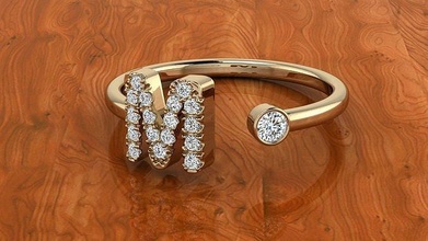 joalheria alfabeto anel joia carta luxuoso ouro diamante imprimível moda argolas jóias prata acessórios diamantes estilo Designer design joias cartas 3d print model - Mito3D