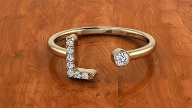 joalheria alfabeto anel carta luxuoso ouro diamante imprimível moda argolas jóias prata acessórios diamantes estilo Designer design joias cartas Fonte 3d print model - Mito3D