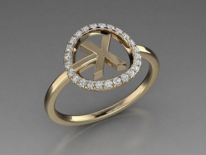joyería joya alfabeto anillo oro letras 3dprint moda amante imprimible diamante eurosize Moda belleza lujo letra anillos 3d print model - Mito3D