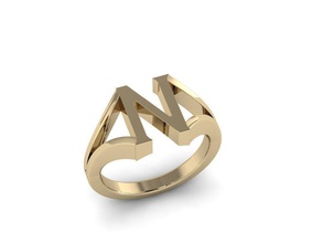 gioielleria alfabeto squillare n oro font lettera argento diamante stampabile fidanzamento nozze gemma sterlina francobollo linguaggio bottaio anelli 3d print model - Mito3D