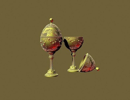gioielleria scatola uovo ebreo Pasqua cassetta Khokhloma celebrazione presente sorpresa oro rubino faberge bigiotteria ornato tazza Vintage 3d print model - Mito3D