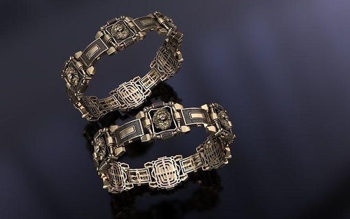 bijoux bracelet Lion bracele or imprimable gemme diamant bague bracelets 3d print model - Mito3D