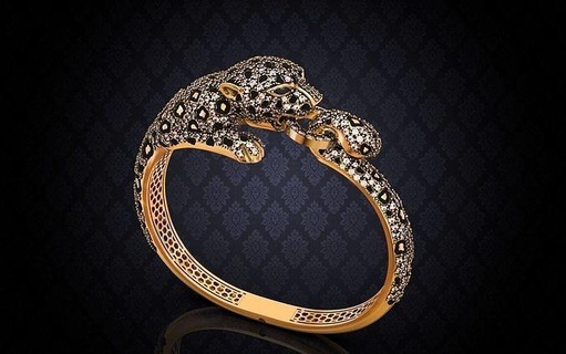 jewelry bracelt panther bracelets jewelry gold fashion beauty printable diamond gem brilliant  3d print model - Mito3D
