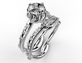 bijoux de mariée set feuilles modèle d'impression - inf2 le prototypage imprimable l'engagement cad mode beauté la ensemble diamant l'anneau conception bague fiançailles l'ombre bande cam les anneaux 3d print model - Mito3D