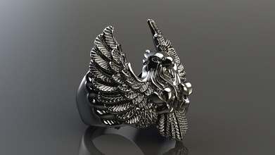 joyería joya diseño águila Arte plata imprimible alas anillo ansioso anillos 3d print model - Mito3D