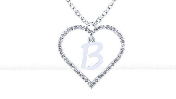 jewelry diamond alphabet pendant b letter font text gemstone wax mold bangle necklace printable 3dm ring love heart valentine interior decor pendants 3d print model - Mito3D