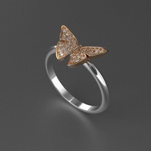 gioielli diamante bellissimo anello farfalla 3d modello stampato stampabile argento di diamanti la sterlina natura bianco engagem moda e bellezza oro cad rhino vintag anelli 3d print model - Mito3D