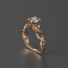 jóias de diamante lindo anel flor em 3d impresso modelo prata ouro diamod a moda printable branco sterling o engajamento casamento anéis 3d print model - Mito3D