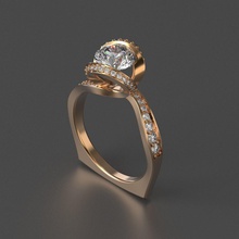 gioielli diamante anello bellissimo fiore 3d del modello di stampa oro argento diamon moda fidanzamento anelli 3d print model - Mito3D