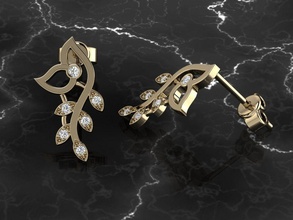 jewelry earring earrings fashion jewellery accessories earringstyle gold diamond silver printable gem luxury branch longearring long earing flowers jewel 3d print model - Mito3D