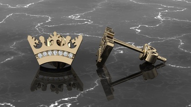 Schmuck Ohrring Ohrringe Mode Zubehör Gold Diamant Silber Rose druckbar Juwel Luxus Krone Sterling 3d print model - Mito3D