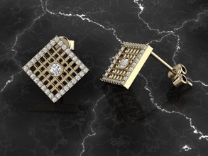 Schmuck Ohrring Ohrringe Mode Zubehör Gold Diamant Silber Rose druckbar Juwel Luxus Viereck 3d print model - Mito3D