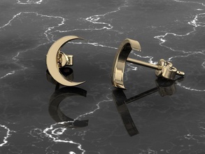 gioielleria orecchino mezzaluna forma orecchini moda accessori oro argento rosa stampabile gemma lusso gioiello luna stella 3d print model - Mito3D