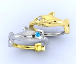 joyería joya pendientes delfín anillos colgantes platino imprimible Moda precioso diamante anillo libra esterlina brillante compromiso plata oro 3d print model - Mito3D