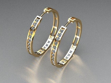 joyería joya pendientes Talla 28 oro plata imprimible diamante compromiso arete joyaspendientes pendientesjoyas 3djewelry aretes aro joyas diamantes 3d print model - Mito3D